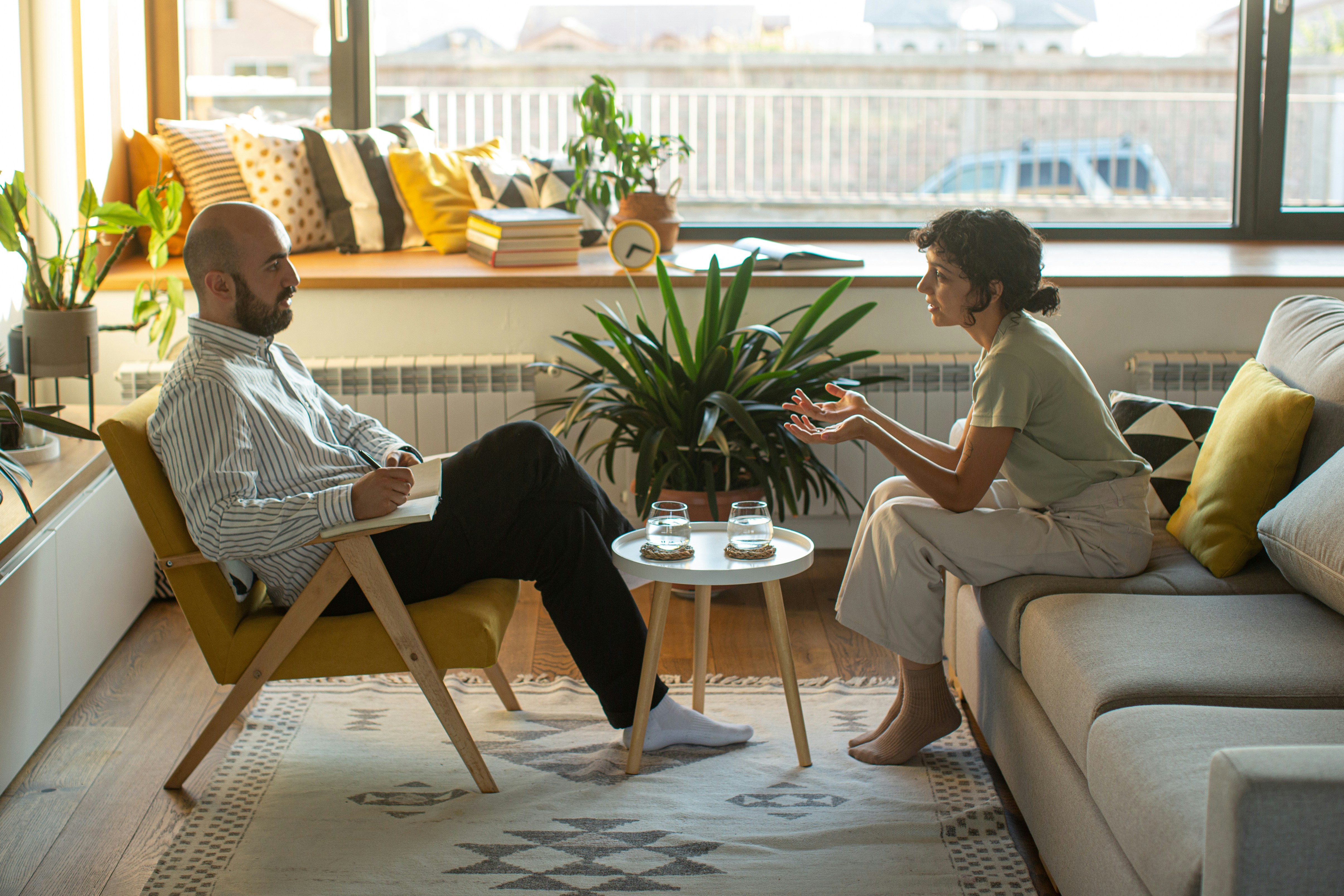 Two people in conversation